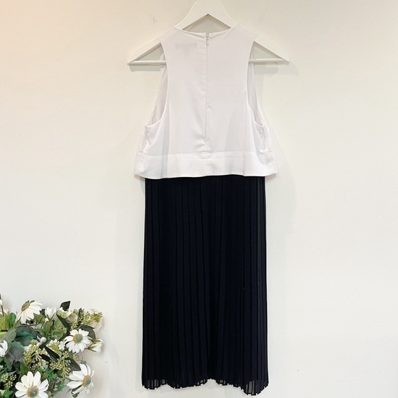 Banana Republic Pleated Black and White Sleeveless Dress Size 4 Petite - Picture 7 of 11